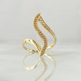 Anillo Curva Perpendicular 2.45gr / T6 1/4 / Circones Blancos Oro Amarillo 18K ©