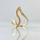 Anillo Curva Perpendicular 2.45gr / T6 1/4 / Circones Blancos Oro Amarillo 18K ©