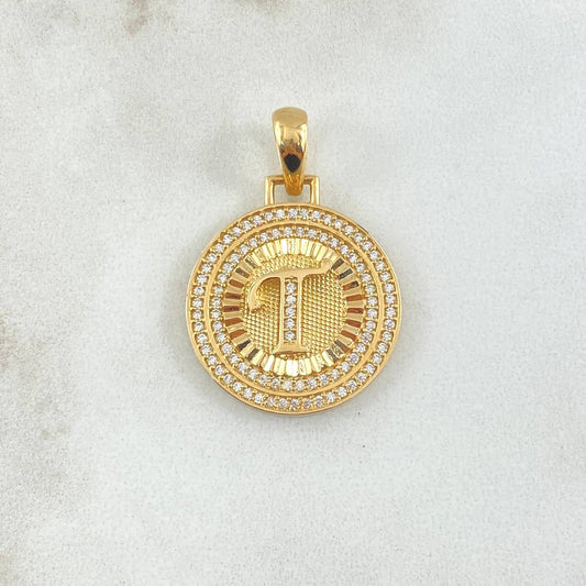 Dije Medalla Letra T 4.2gr / 3cm / Oro Amarillo 18K