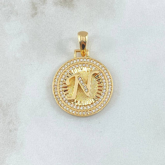 Dije Medalla Letra N 4.75gr / 3cm / Oro Amarillo 18K