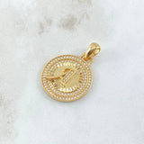 Dije Medalla Letra A 4.6gr / 3cm / Circones Blancos Oro Amarillo 18K