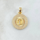 Dije Medalla Letra D 4.4gr / 3.1cm / Circones Blancos Oro Amarillo 18K ©