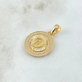 Dije Medalla Letra D 4.45gr / 3.1cm / Circones Blancos Oro Amarillo 18K *