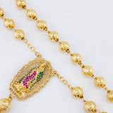 Rosario Virgen Guadalupe Cruz Cristo Romano 23.1gr / 60cm / 7mm-6mm Oro Amarillo 18K