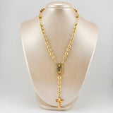 Rosario Virgen Guadalupe Cruz Cristo Romano 23.1gr / 60cm / 7mm-6mm Oro Amarillo 18K
