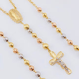 Rosario Virgen Guadalupe Cruz Cristo Bardera 18gr / 60cm / 6mm-5mm Tres Oros 18K ©