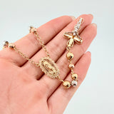 Rosario Virgen Guadalupe Cruz Cristo Bardera 18gr / 60cm / 6mm-5mm Tres Oros 18K ©