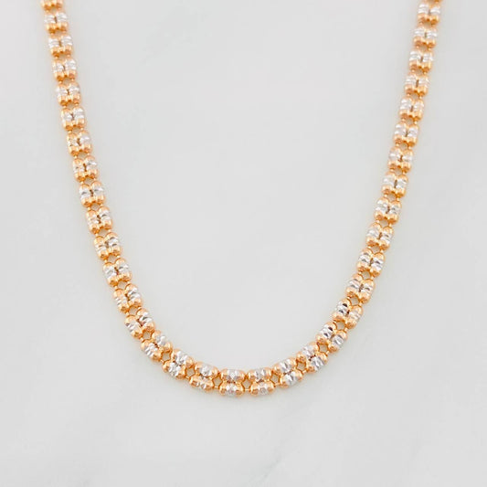 Cadena Ice 8.05g / 60cm / 2.4mm Dos Oros Blanco Rosa 18K