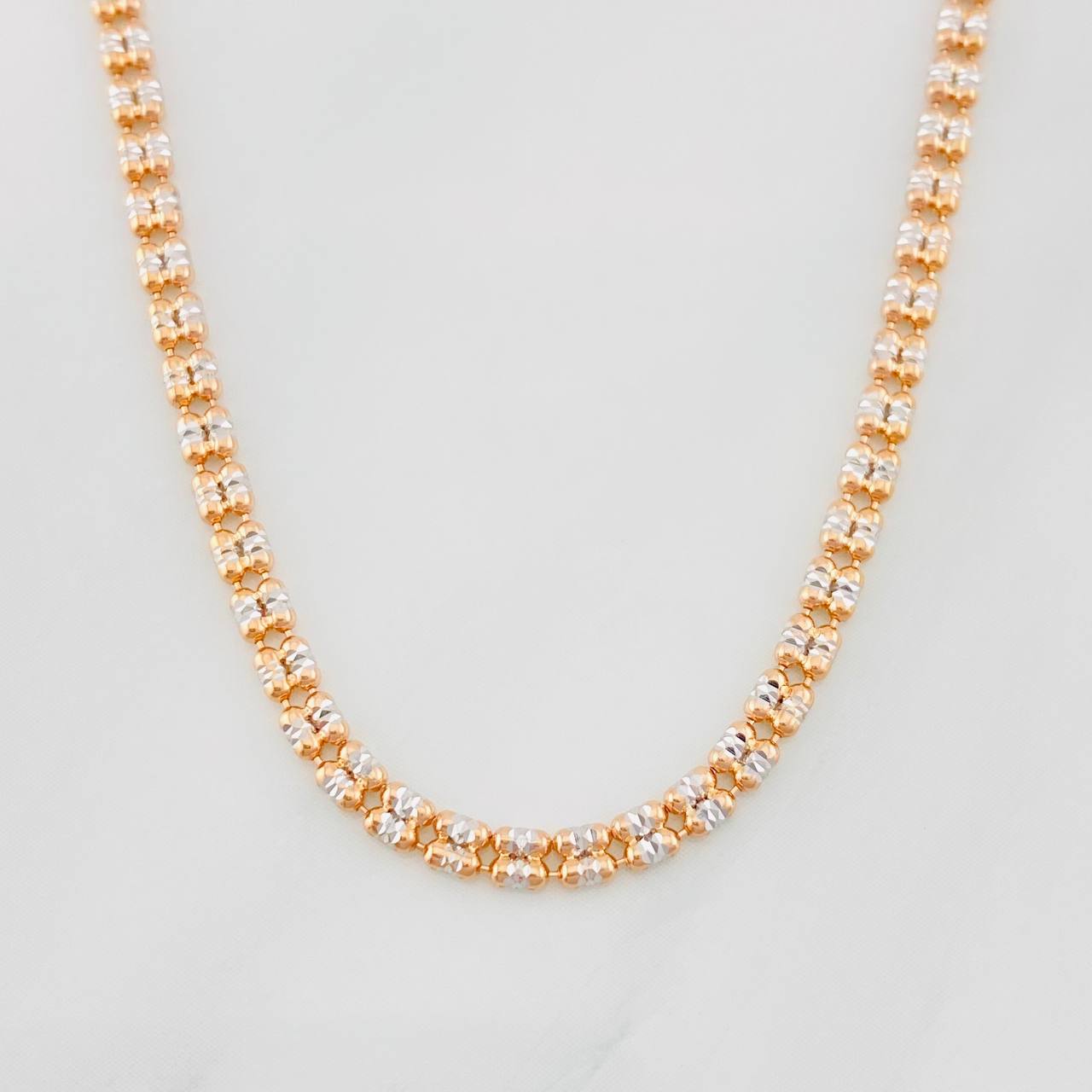 Cadena Ice 6.25g / 45cm / 2.4mm Dos Oros Blanco Rosa 18K