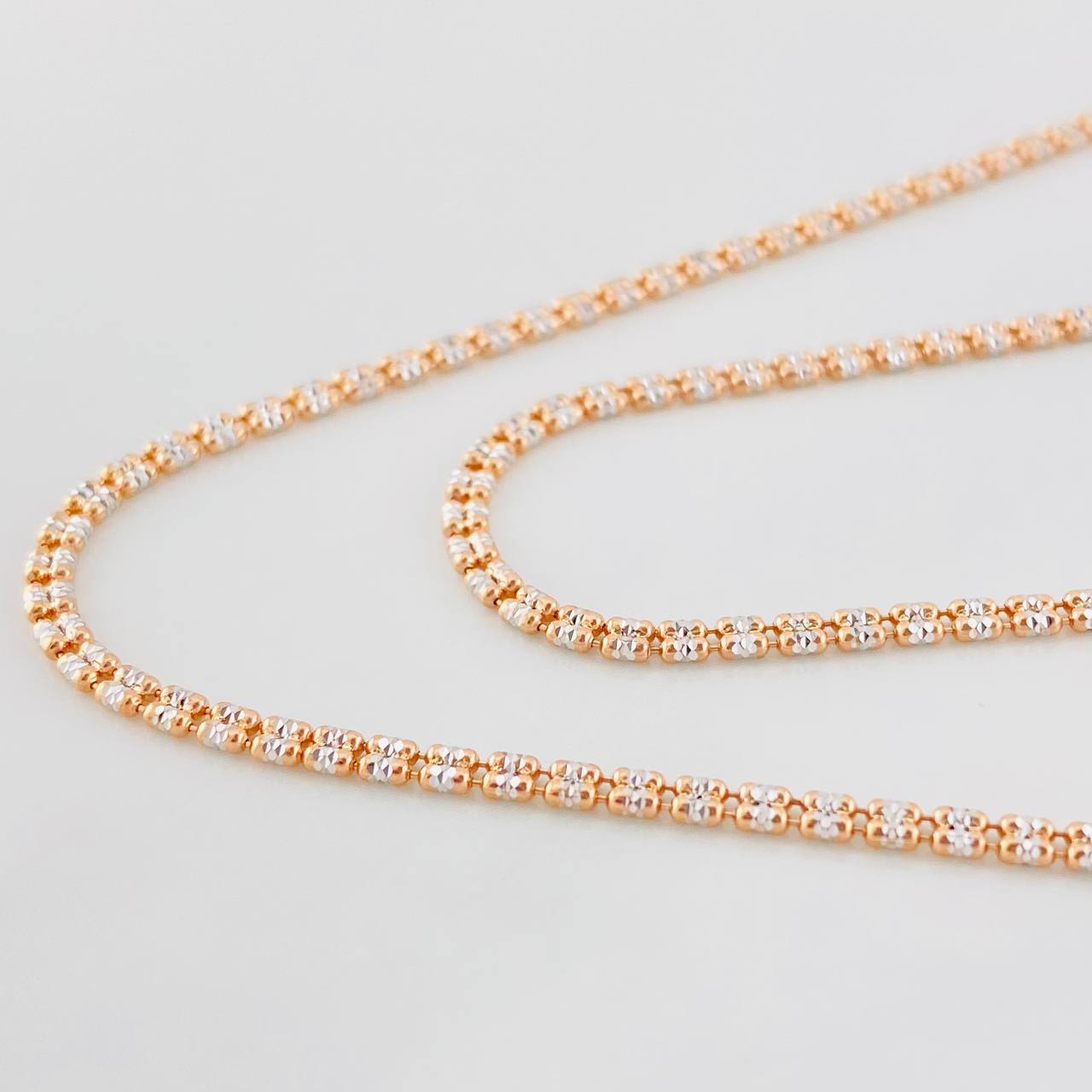 Cadena Ice 6.25g / 45cm / 2.4mm Dos Oros Blanco Rosa 18K