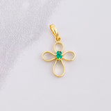 Dije Cruz Esmeralda 5pts 0.6g / 1.9cm Oro Amarillo 18K