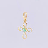 Dije Cruz Esmeralda 3pts 0.5g / 1.9cm Oro Amarillo 18K
