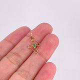 Dije Cruz Esmeralda 3pts 0.5g / 1.9cm Oro Amarillo 18K