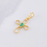 Dije Cruz Esmeralda 3pts 0.5g / 1.9cm Oro Amarillo 18K