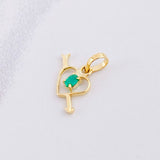 Dije Corazón Flechado Esmeralda 6pts 0.35g / 1.3cm Oro Amarillo 18K