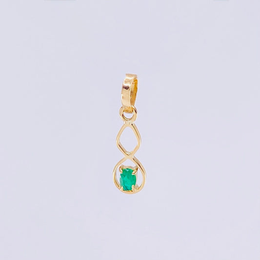 Dije Infinito Esmeralda 6pts 0.3g / 1.6cm Oro Amarillo 18K