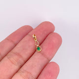 Dije Infinito Esmeralda 6pts 0.3g / 1.6cm Oro Amarillo 18K