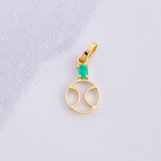 Dije Pelota De Tenis Esmeralda 8pts 0.4g / 1.6cm Oro Amarillo 18K