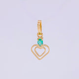 Dije Doble Corazón Esmeralda 3pts 0.4g / 1.5cm Oro Amarillo 18K
