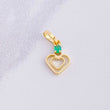 Dije Doble Corazón Esmeralda 3pts 0.4g / 1.5cm Oro Amarillo 18K