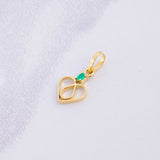 Dije Corazón Lagrima Esmeralda 2pts 0.35g / 1.5cm Oro Amarillo 18K