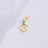 Dije Corazón Lagrima Esmeralda 2pts 0.35g / 1.5cm Oro Amarillo 18K