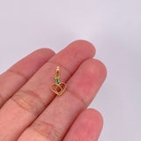 Dije Corazón Lagrima Esmeralda 2pts 0.35g / 1.5cm Oro Amarillo 18K