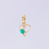 Dije Corazón Esmeralda 8pts 0.4g / 1.4cm Oro Amarillo 18K