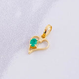 Dije Corazón Esmeralda 8pts 0.4g / 1.4cm Oro Amarillo 18K