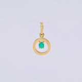 Dije Circulo Esmeralda 6pts 0.45g / 1.5cm Oro Amarillo 18K