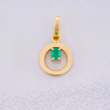 Dije Circulo Esmeralda 6pts 0.45g / 1.5cm Oro Amarillo 18K