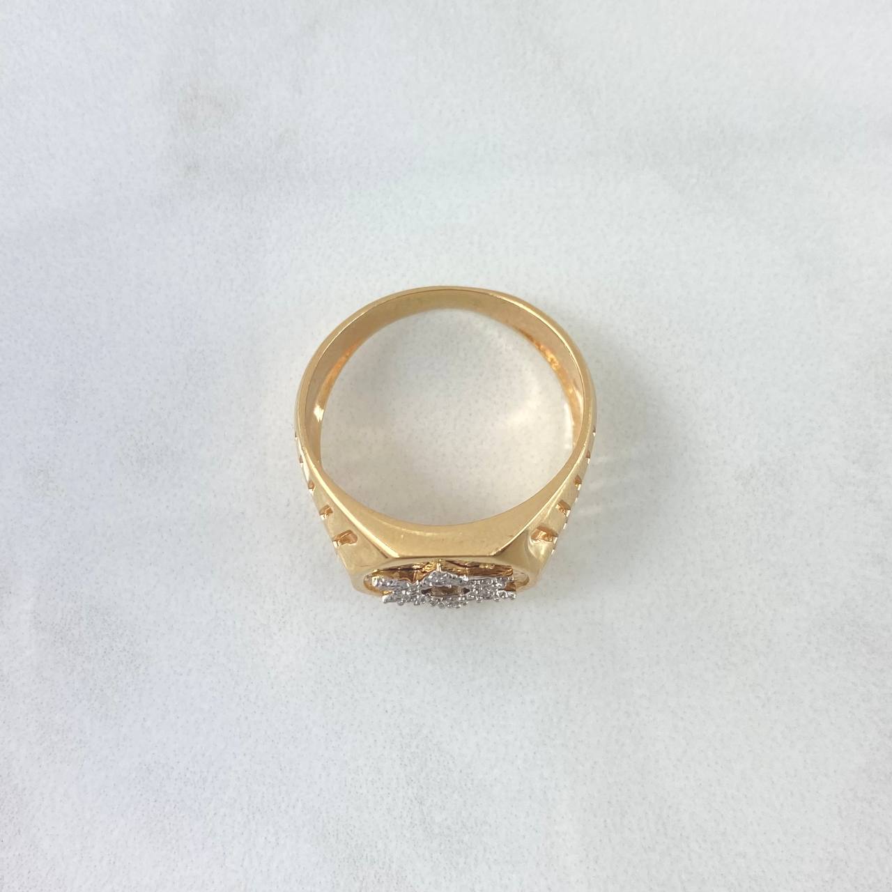 Anillo Estrella de David 6.95gr / T9 3/4 / Texturizado Circones Blancos Dos Oros Amarillo Blanco *