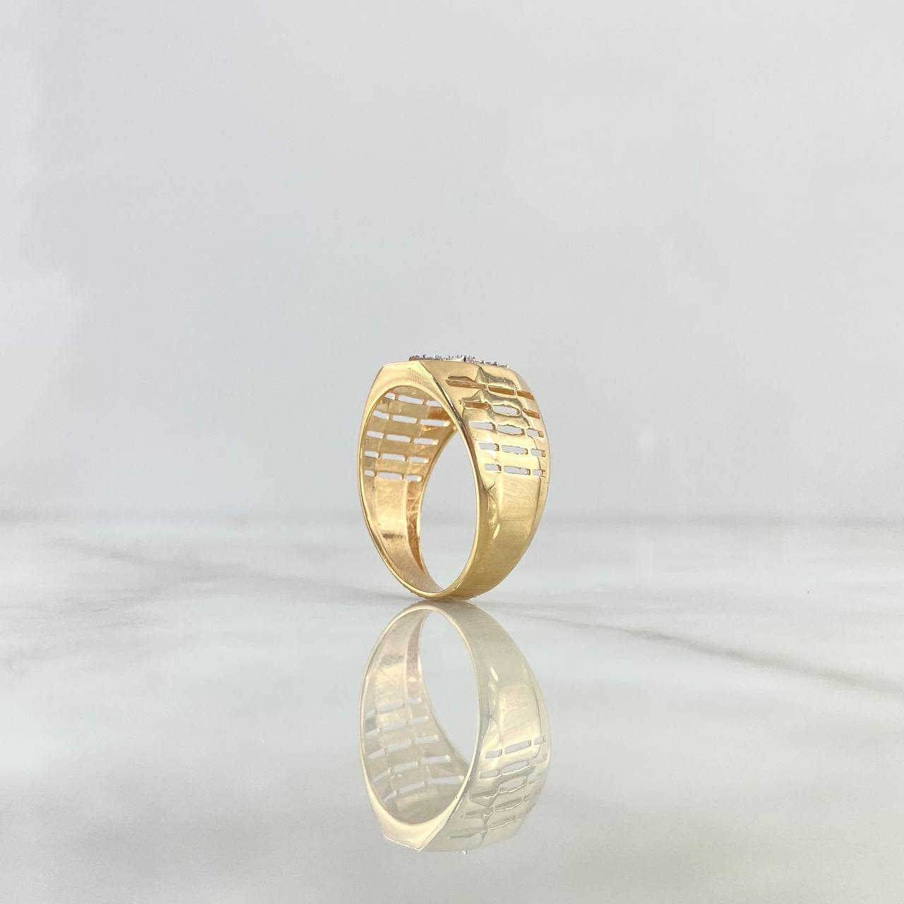 Anillo Estrella de David 6.95gr / T9 3/4 / Texturizado Circones Blancos Dos Oros Amarillo Blanco *
