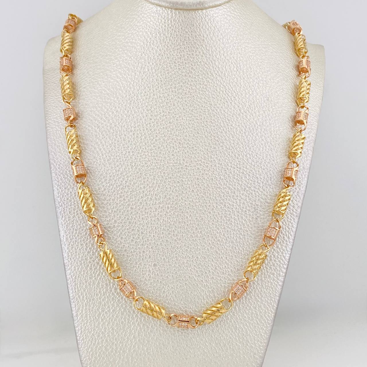 Cadena Rustica Malla 46.35g / 65cm / 5.72mm Dos Oros Amarillo Rosa 18K