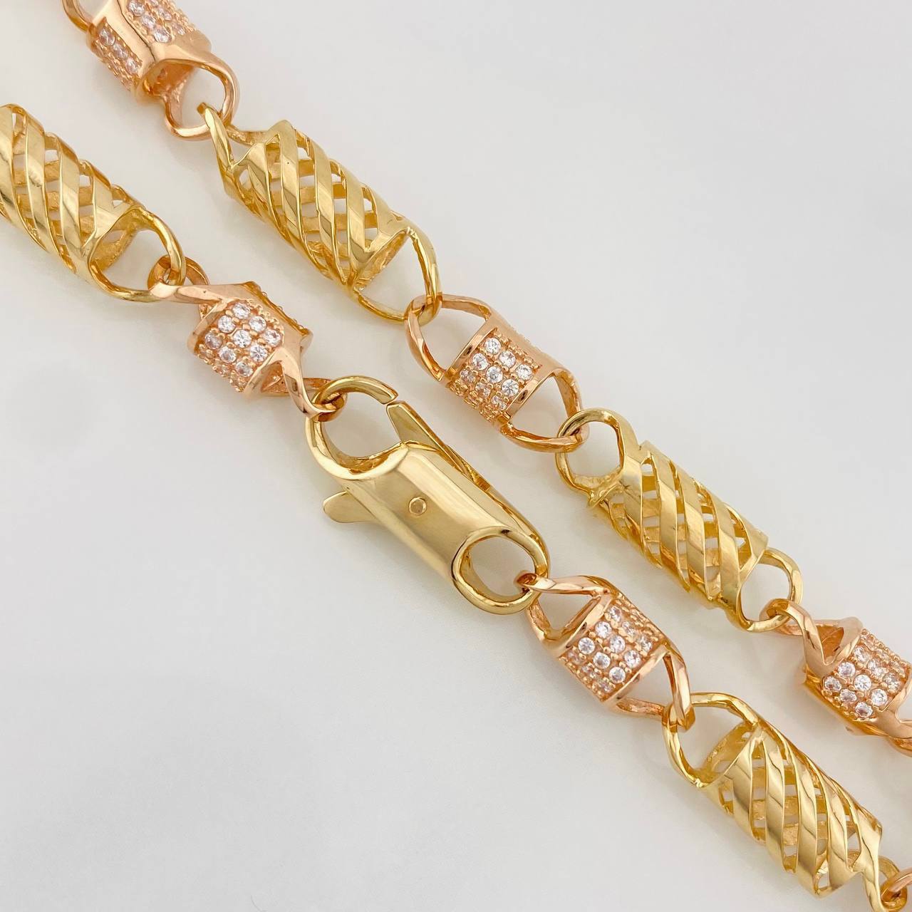 Cadena Rustica Malla 46.35g / 65cm / 5.72mm Dos Oros Amarillo Rosa 18K