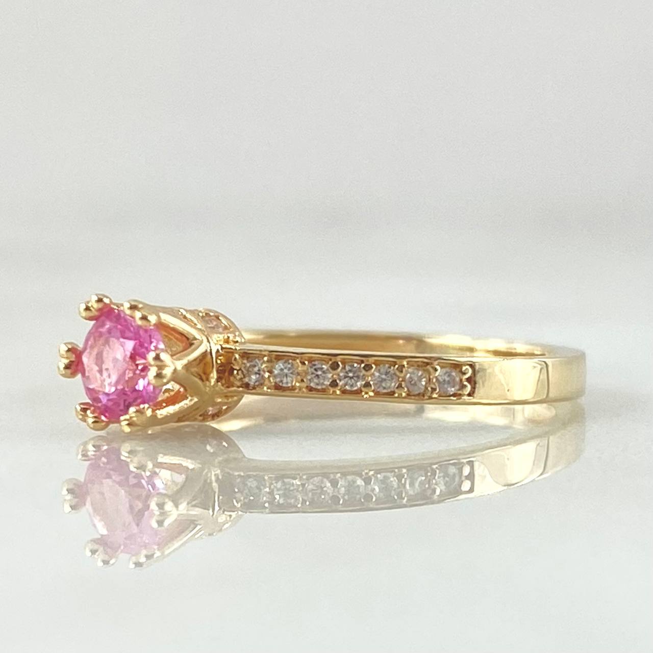 Anillo Solitario Coronado 1.9gr / T6 / Oro 18K *