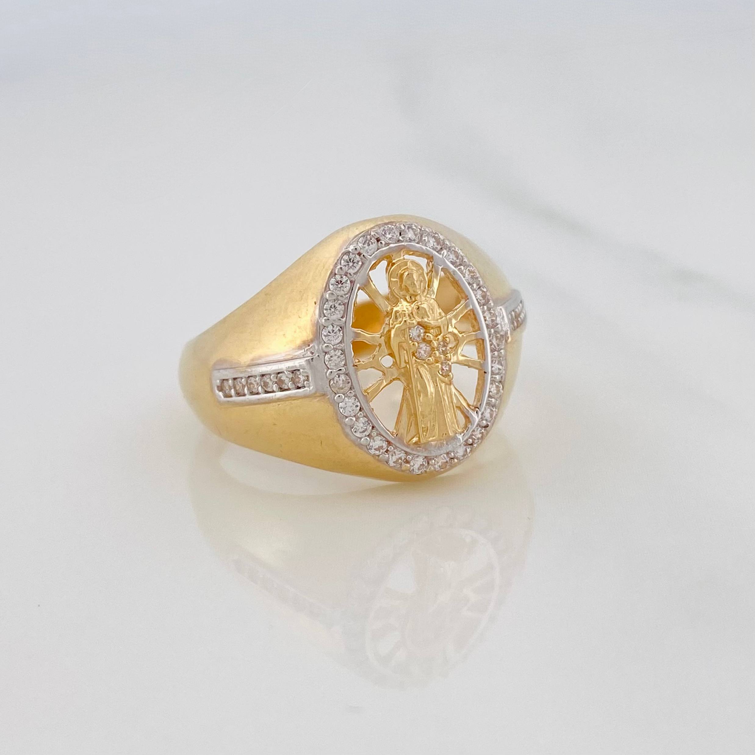 Anillo San Judas 7.1g / T10 1/4 Dos Oros Amarillo Blanco 18K