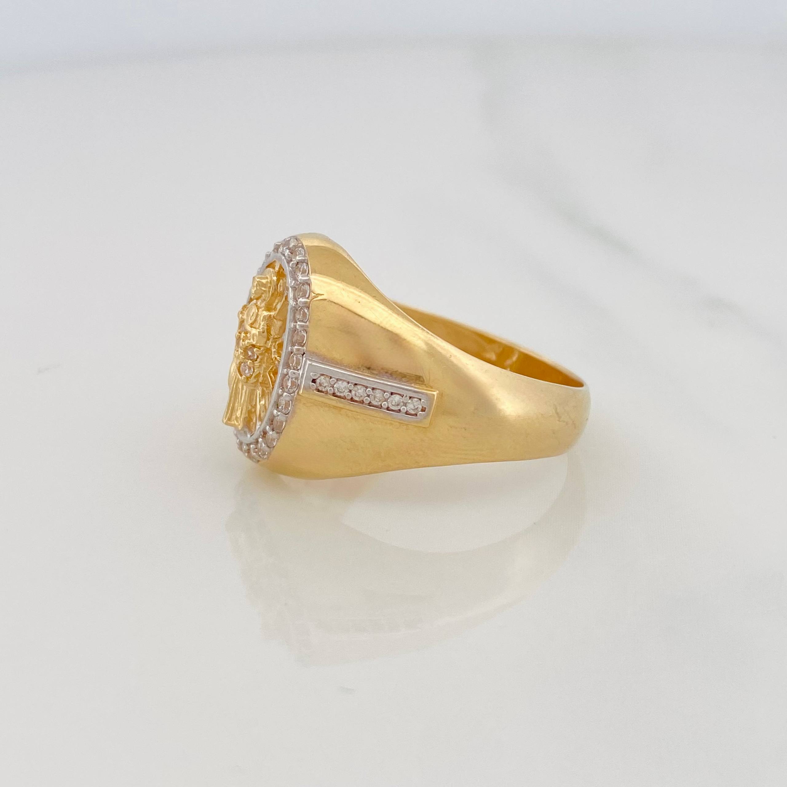 Anillo San Judas 7.1g / T10 1/4 Dos Oros Amarillo Blanco 18K