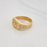 Anillo Corona 6.5g / T10 1/2 Dos Oros Amarillo Blanco 18K