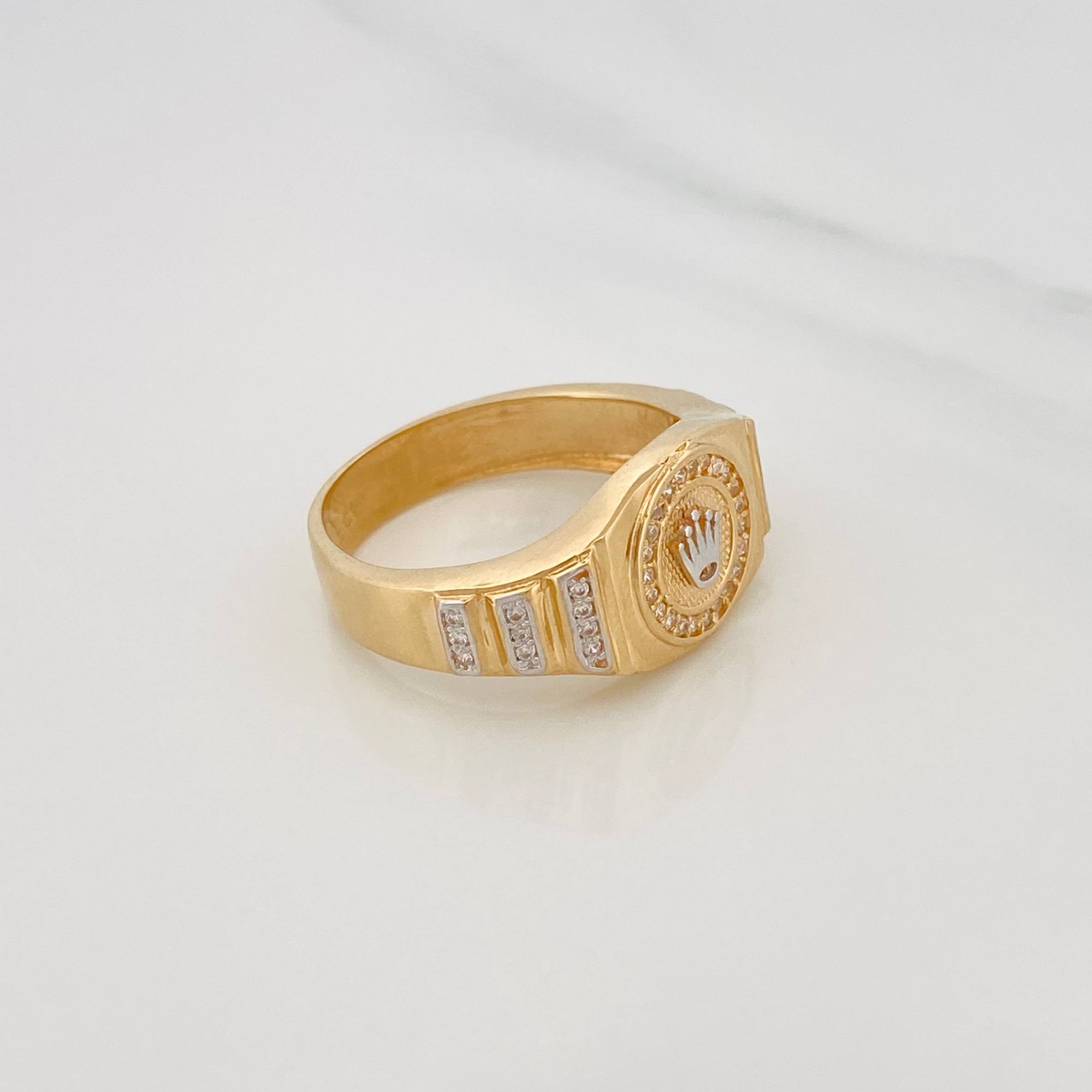 Anillo Corona 6.5g / T10 1/2 Dos Oros Amarillo Blanco 18K