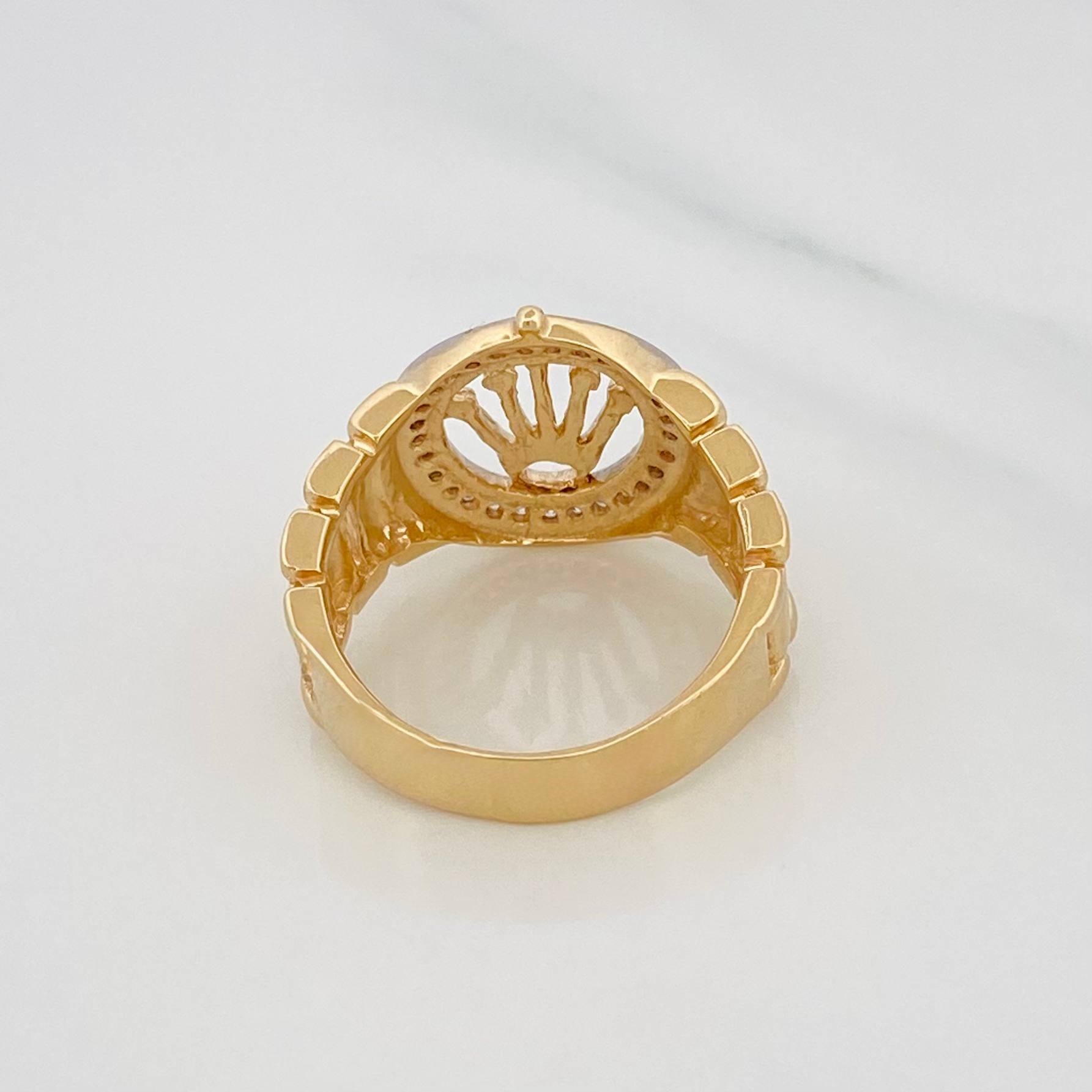 Anillo Corona 8.6g / T9 1/2 Dos Oros Amarillo Blanco 18K