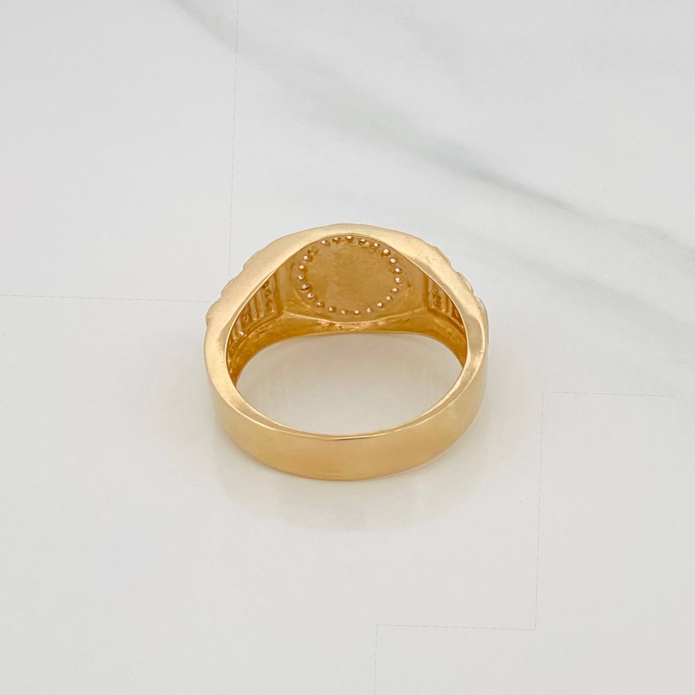 Anillo Corona 6.5g / T10 1/2 Dos Oros Amarillo Blanco 18K