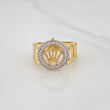Anillo Corona 8.6g / T9 1/2 Dos Oros Amarillo Blanco 18K