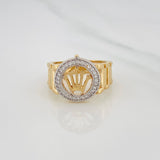 Anillo Corona 8.6g / T9 1/2 Dos Oros Amarillo Blanco 18K