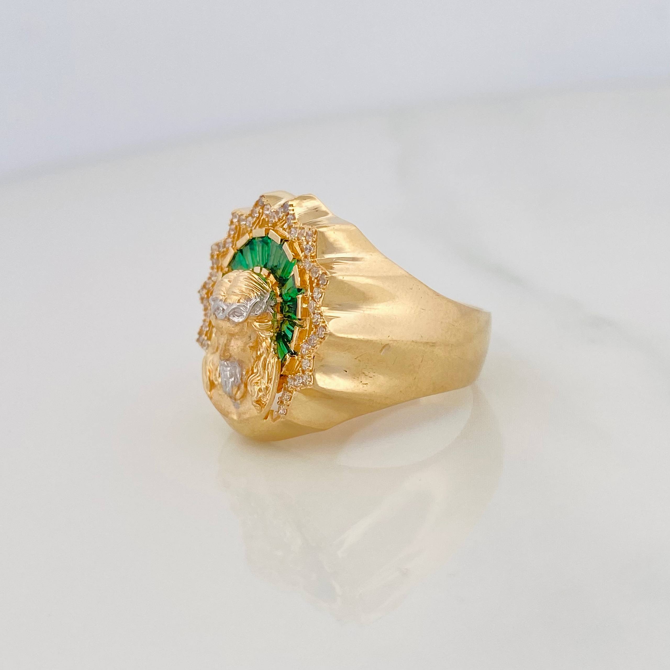 Anillo Rostro Cristo 11.35g / T10 1/2 Dos Oros Amarillo Blanco 18K
