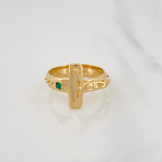 Anillo Cruz Cristo 6.1g / T10 Oro Amarillo 18K