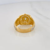 Anillo Sello Sol 7.95g / T10 Dos Oros Amarillo Blanco 18K