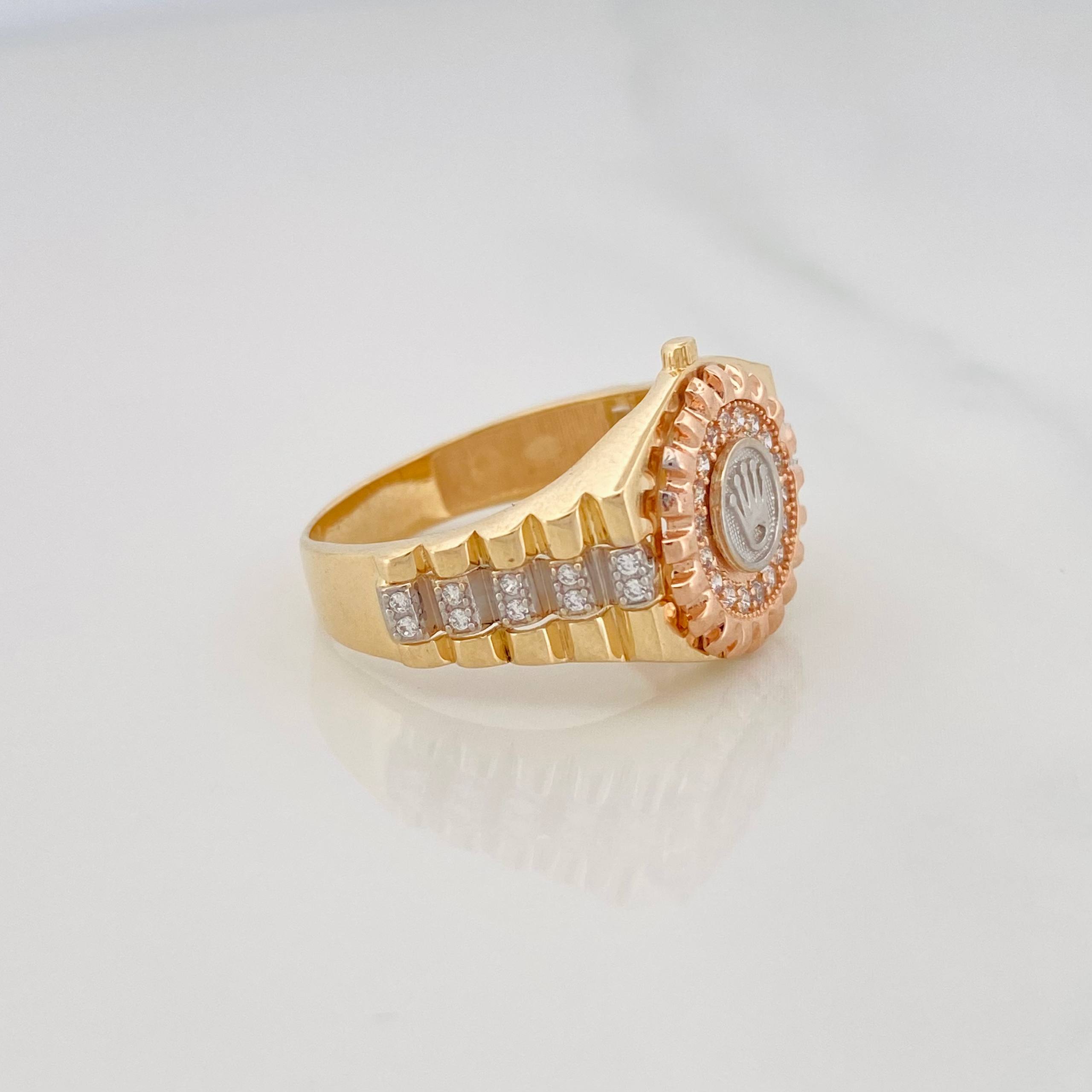 Anillo Corona 5.75g / T10 Tres Oros 18K