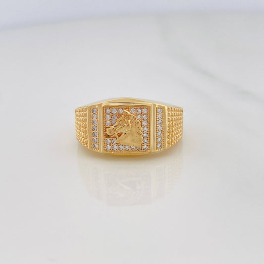 Anillo Sello Caballo 7.85g / T10 1/2 Oro Amarillo 18K
