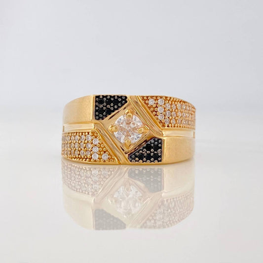 Anillo Rombo 8.1g / T10 1/2 Dos Oros Negro Amarillo 18K